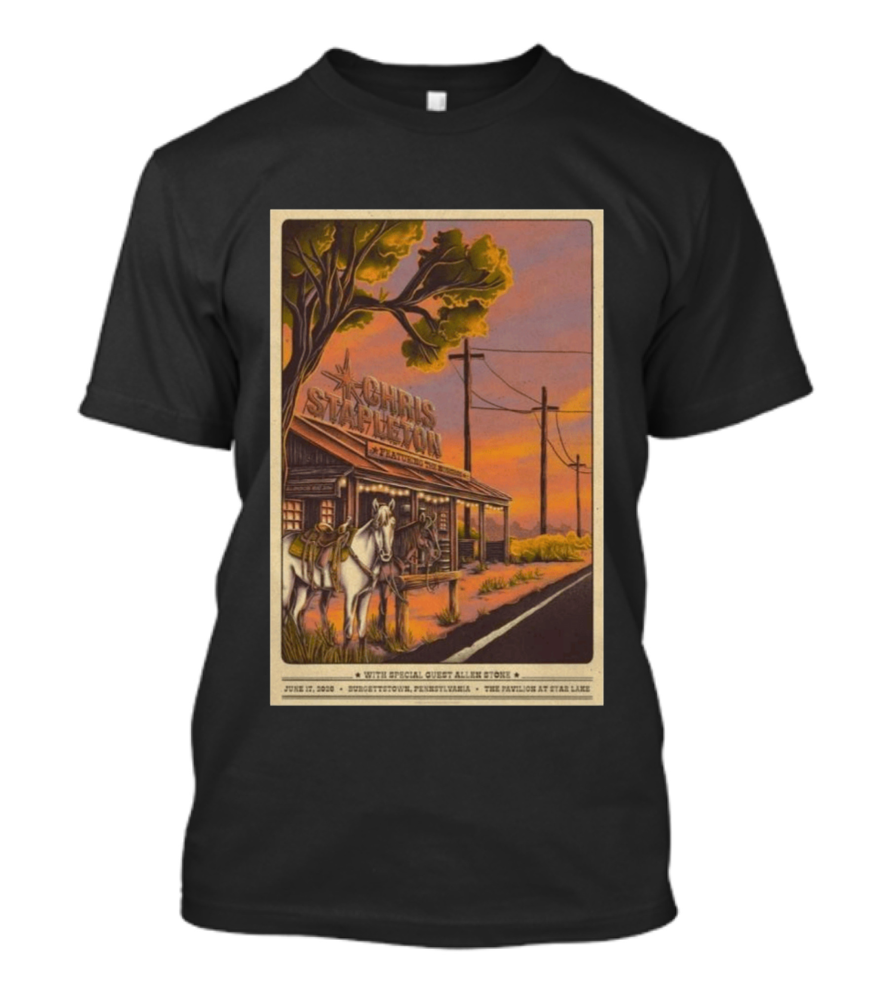 Chris Stapleton Featuring Allen Stone Burgettstown June 17 2026 Pavilion At Star Lake T-Shirt