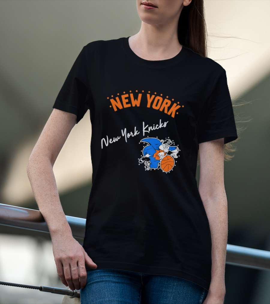 Father Knickerbocker New York Knicks Basketball Character Orange And Blue T-Shirt