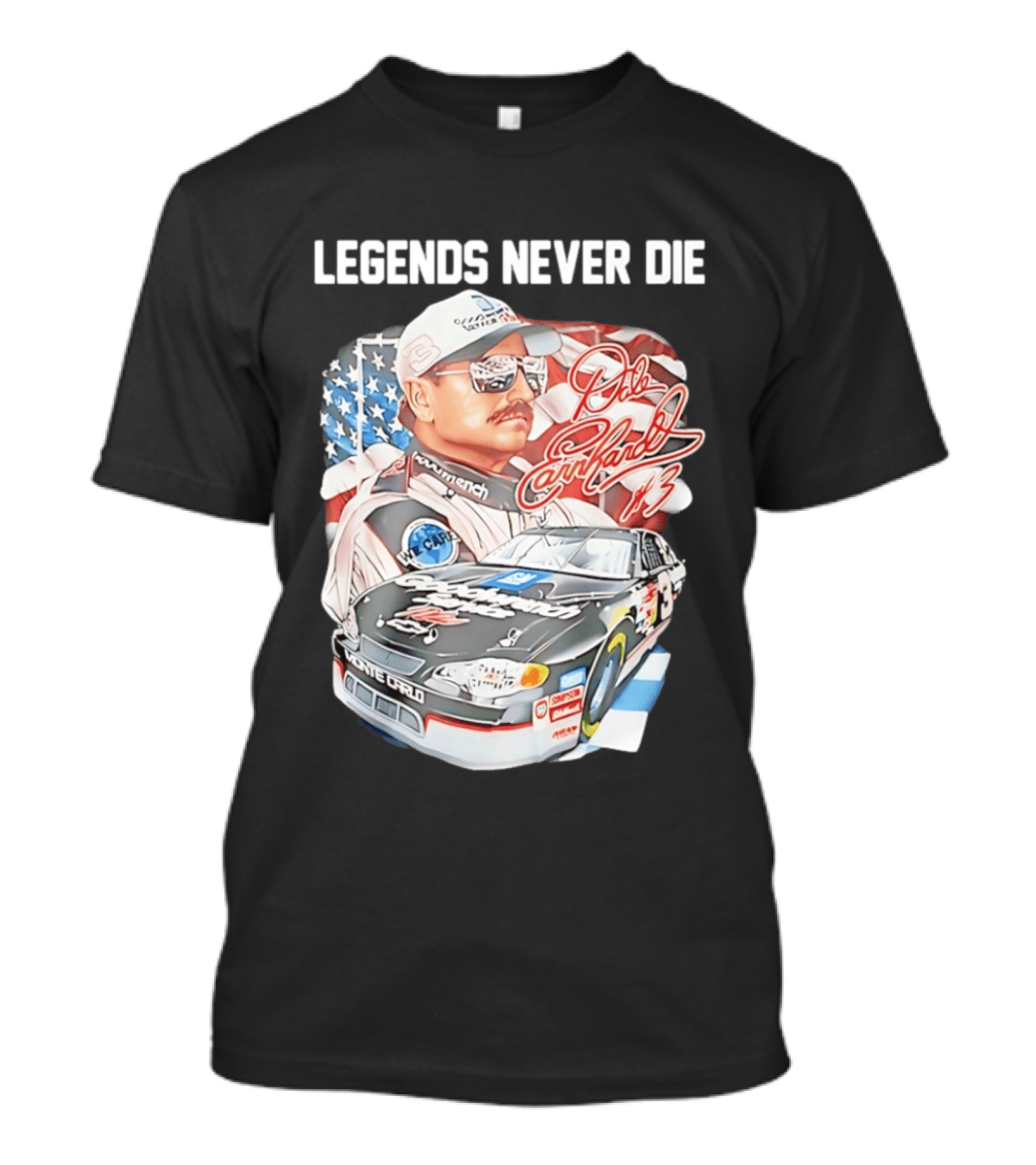 Legends Never Die Dale Earnhardt Monte Carlo Racing Number 3 T-Shirt