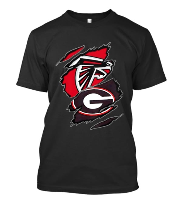 Atlanta Falcons Georgia Bulldogs Two Teams One Heart Scratch T-Shirt
