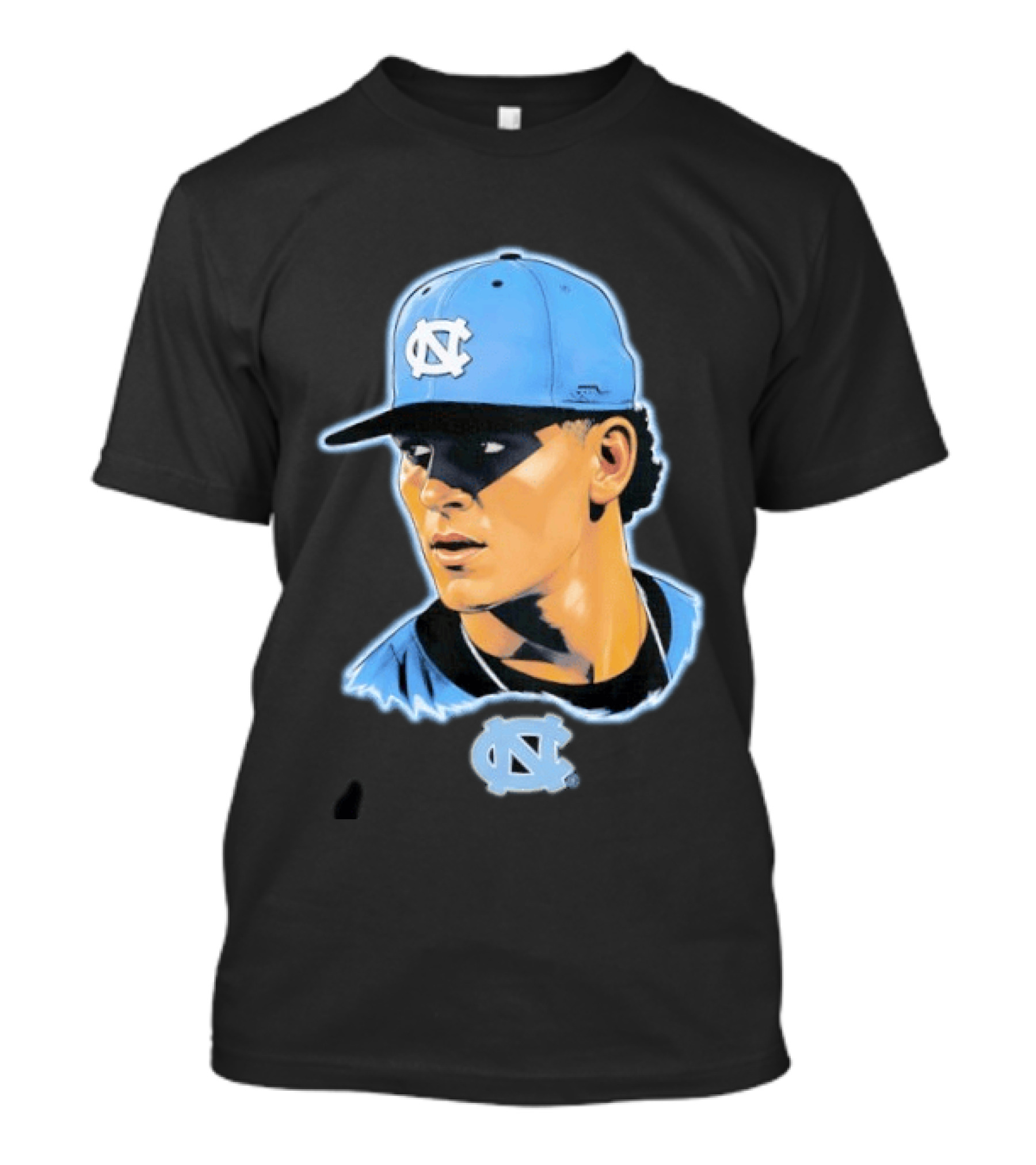 UNC Baseball Player Portrait North Carolina Cap Image T-Shirt