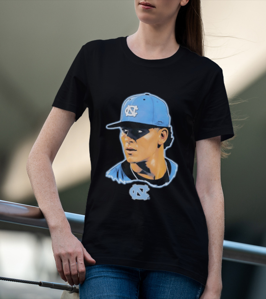 UNC Baseball Player Portrait North Carolina Cap Image T-Shirt