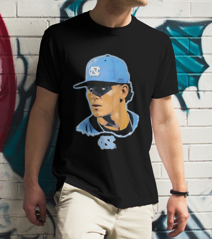 UNC Baseball Player Portrait North Carolina Cap Image T-Shirt