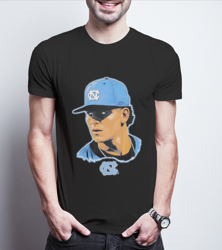 UNC Baseball Player Portrait North Carolina Cap Image T-Shirt