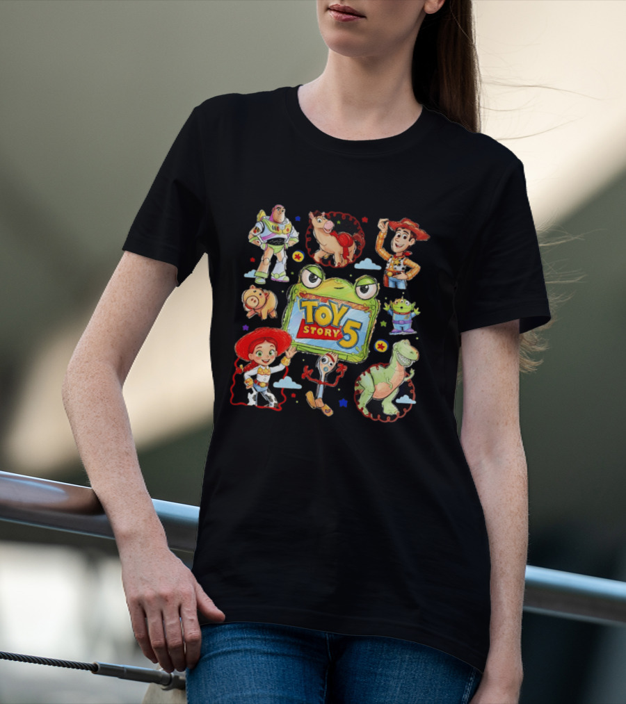 Buzz Lightyear Woody Bullseye Rex Hamm Alien Forky Jessie Toy Story 5 T-Shirt