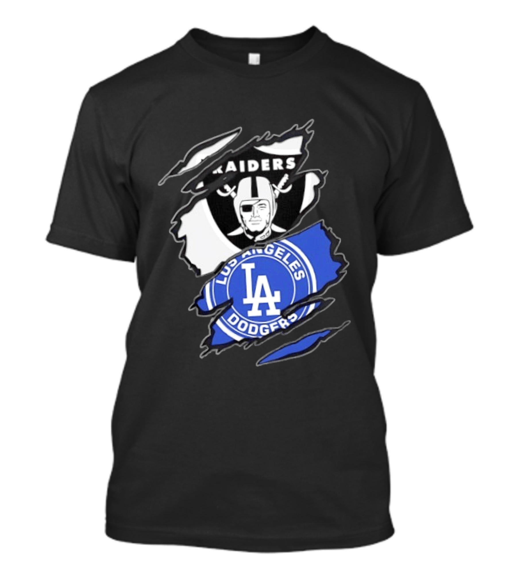 Las Vegas Raiders Los Angeles Dodgers Two Teams One Heart Scratch T-Shirt