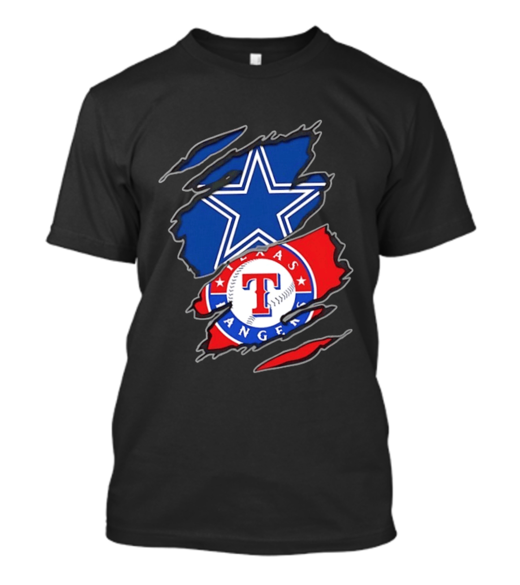 Dallas Cowboys Texas Rangers Two Teams One Heart Scratch T-Shirt