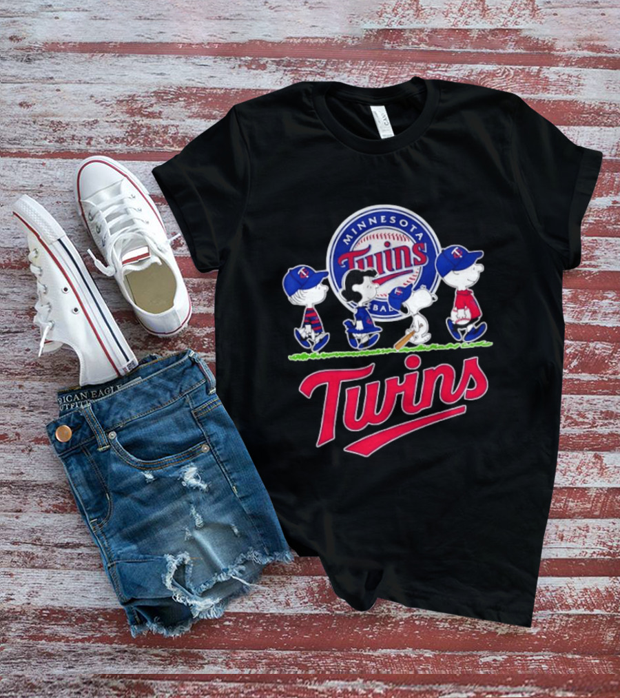 Minnesota Twins Snoopy Charlie Brown Lucy Linus Abbey Road 2026 MLB Peanuts Collaboration T-Shirt