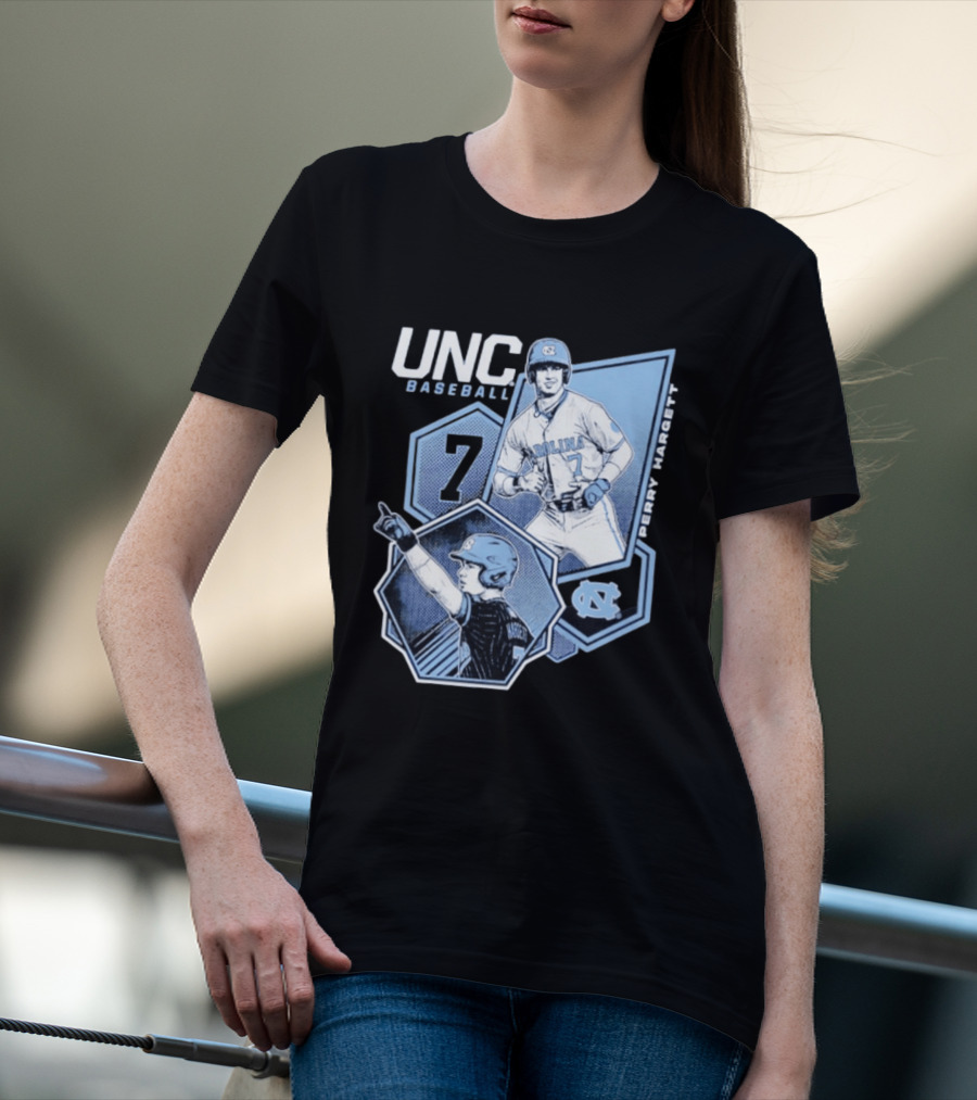 UNC Baseball Perry Hargett 7 North Carolina Collage T-Shirt