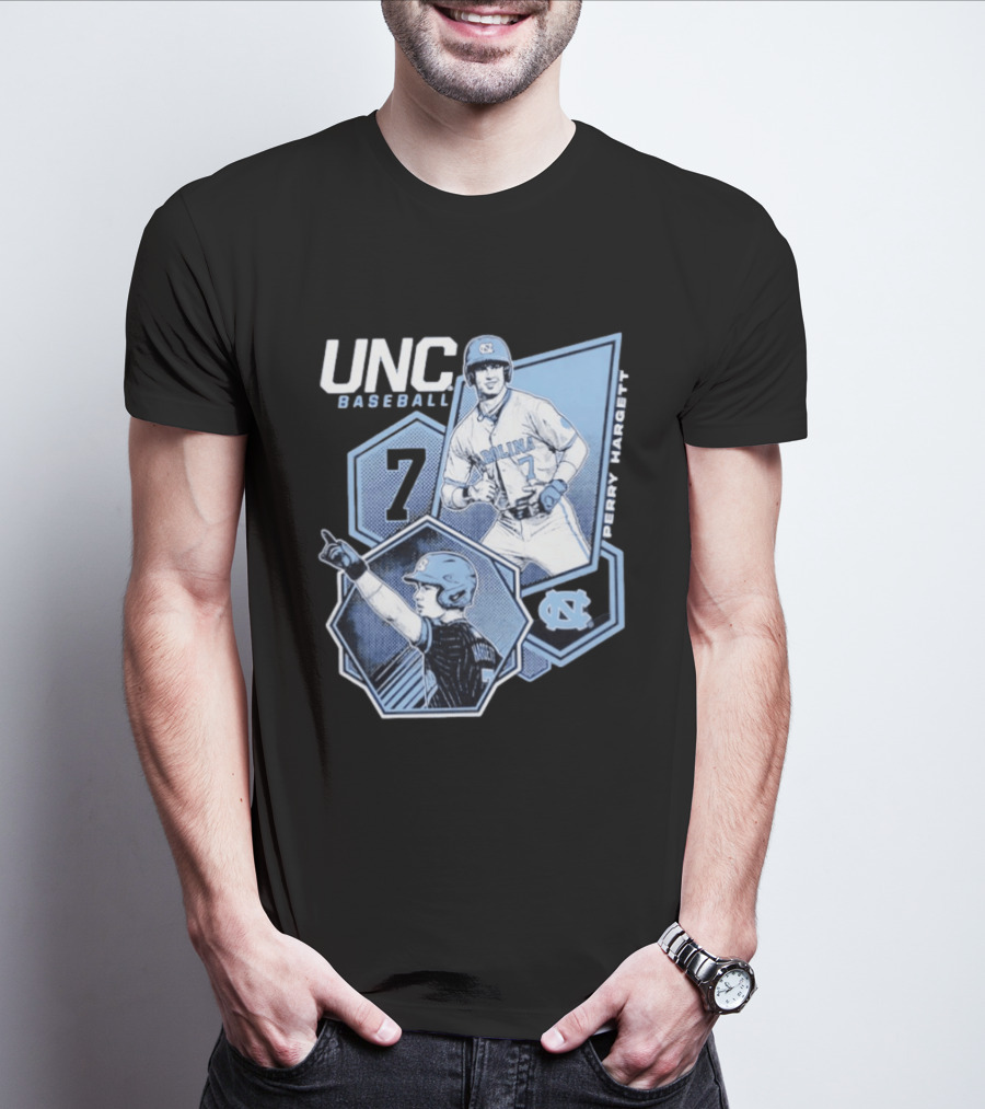 UNC Baseball Perry Hargett 7 North Carolina Collage T-Shirt