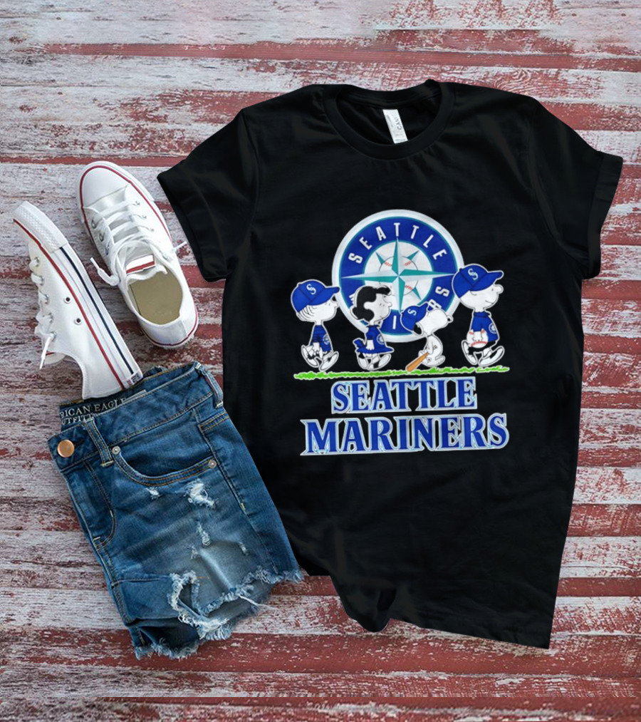 Seattle Mariners Snoopy Charlie Brown Lucy Linus Abbey Road Crossover 2026 T-Shirt