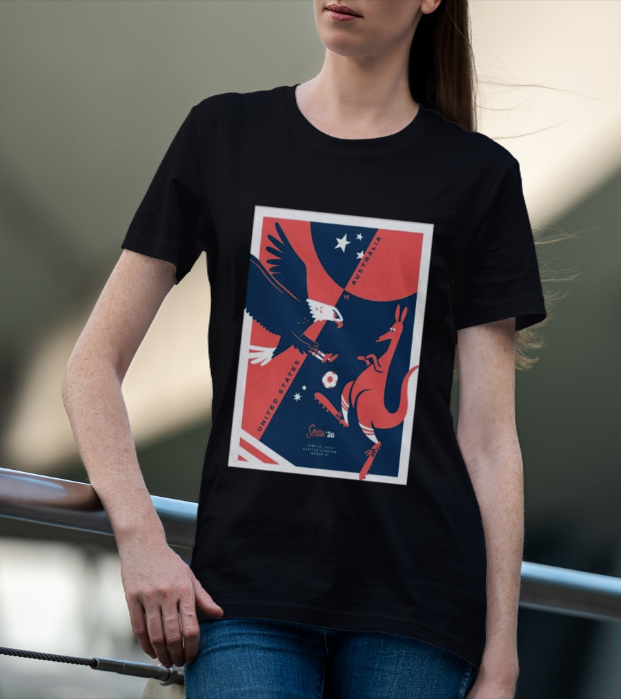 United States Vs Australia June 19 2026 Seattle Stadium Soccer Match T-Shirt