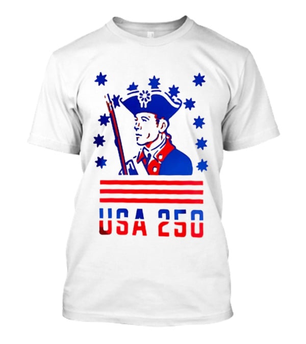 USA 250 Minuteman Stars Stripes Patriotic America 250th Anniversary T-Shirt