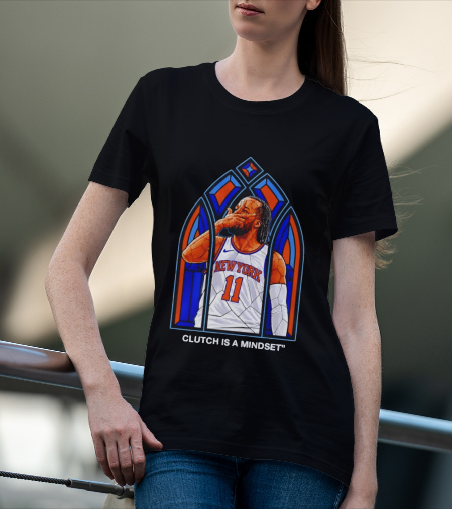 New York Knicks Jalen Brunson Number 11 Clutch Is A Mindset Stained Glass T-Shirt
