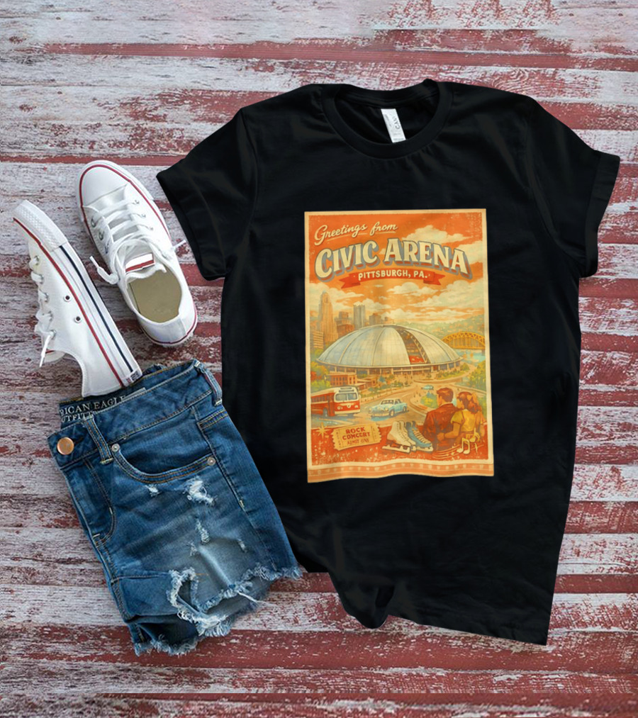 Greetings From Civic Arena Pittsburgh PA Rock Concert Admit One T-Shirt