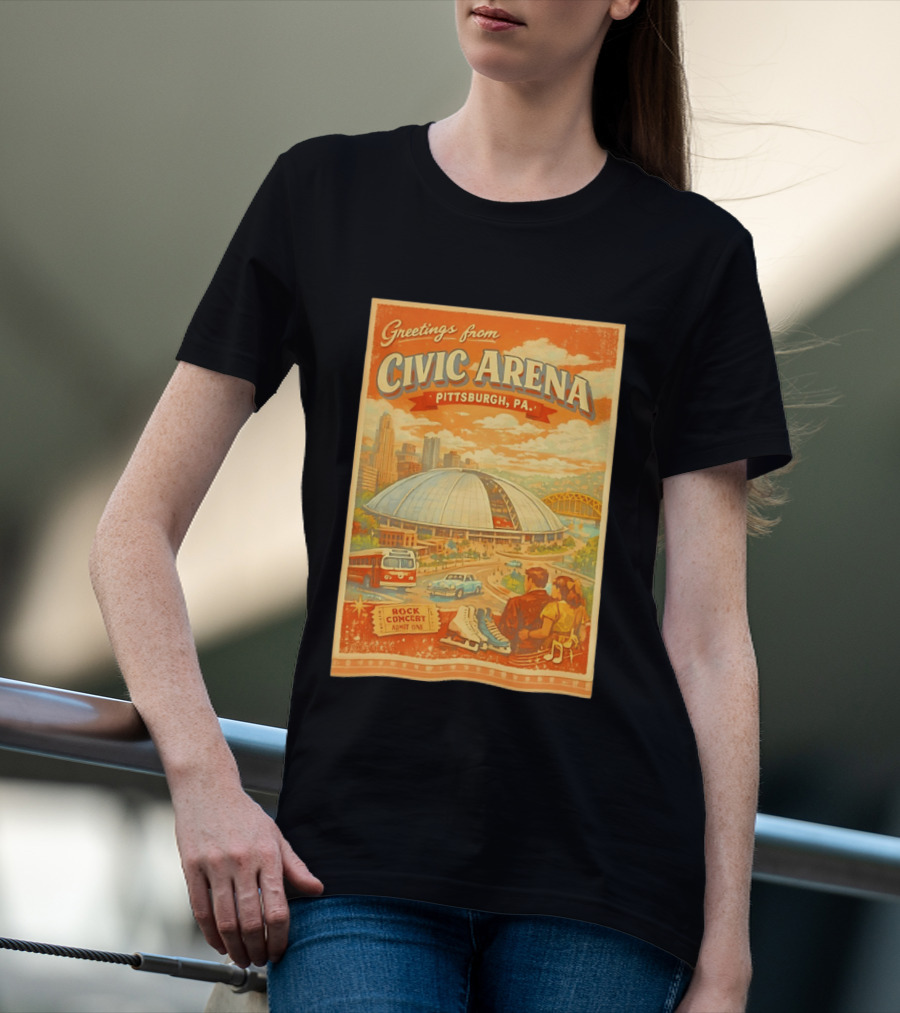 Greetings From Civic Arena Pittsburgh PA Rock Concert Admit One T-Shirt