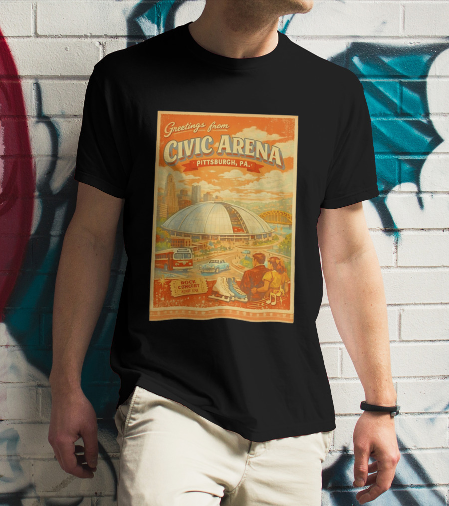 Greetings From Civic Arena Pittsburgh PA Rock Concert Admit One T-Shirt