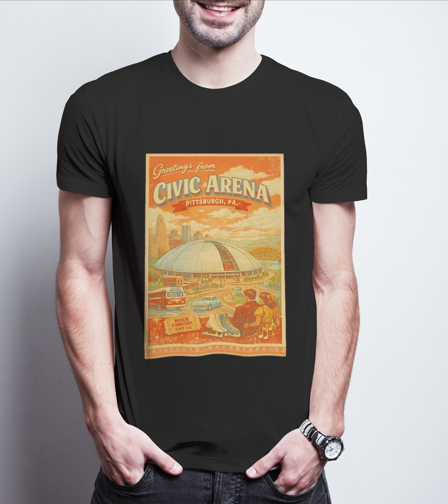 Greetings From Civic Arena Pittsburgh PA Rock Concert Admit One T-Shirt