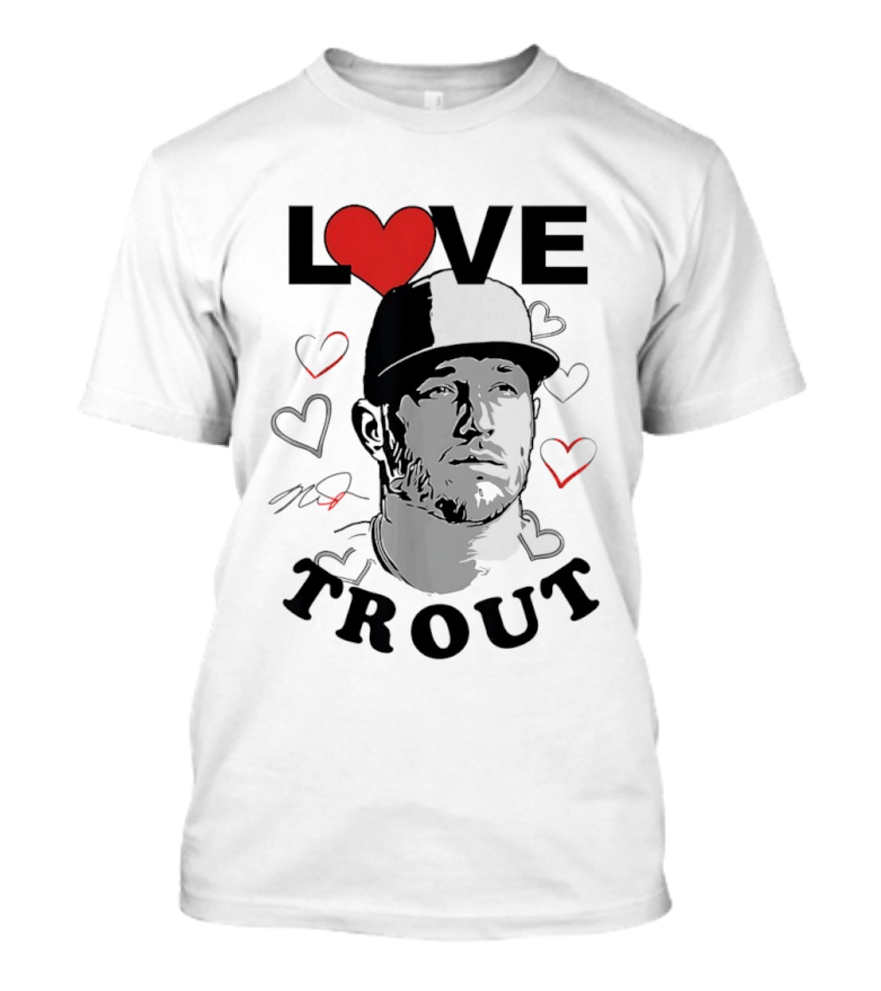 Love Mike Trout Los Angeles Angels Heart Baseball Player T-Shirt