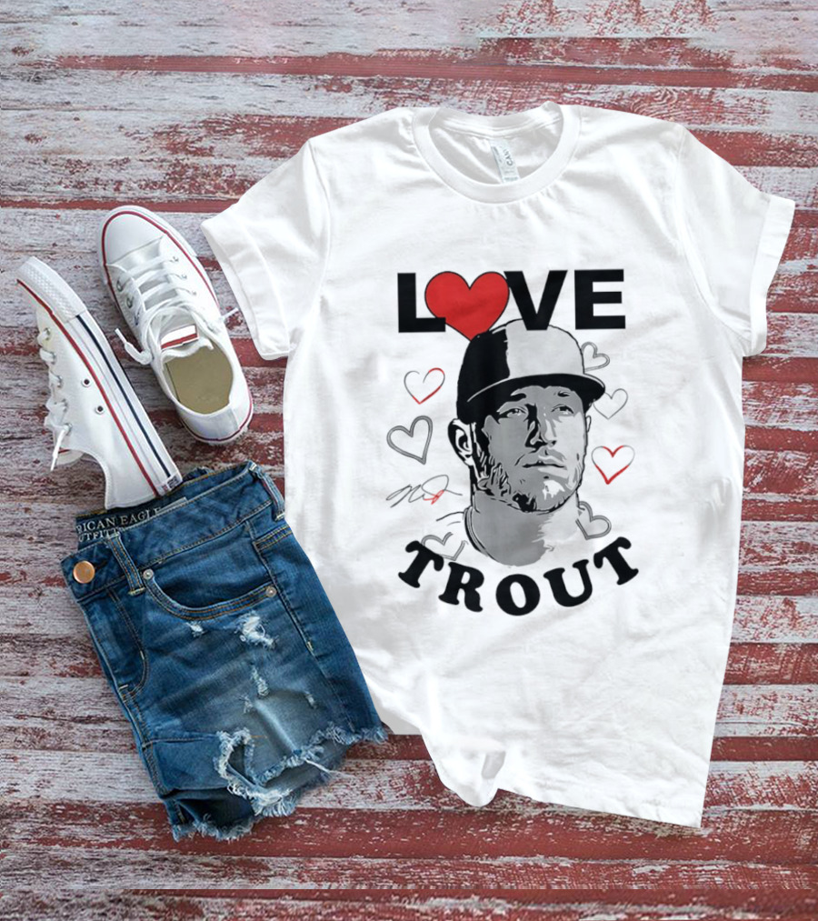 Love Mike Trout Los Angeles Angels Heart Baseball Player T-Shirt