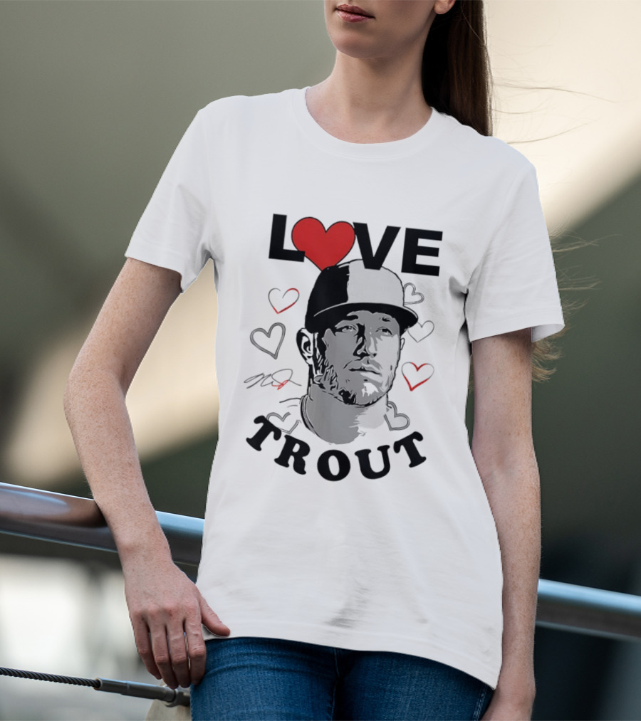 Love Mike Trout Los Angeles Angels Heart Baseball Player T-Shirt