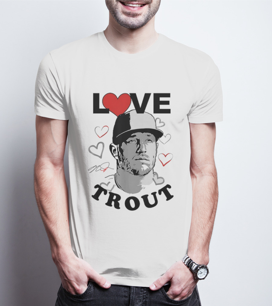 Love Mike Trout Los Angeles Angels Heart Baseball Player T-Shirt