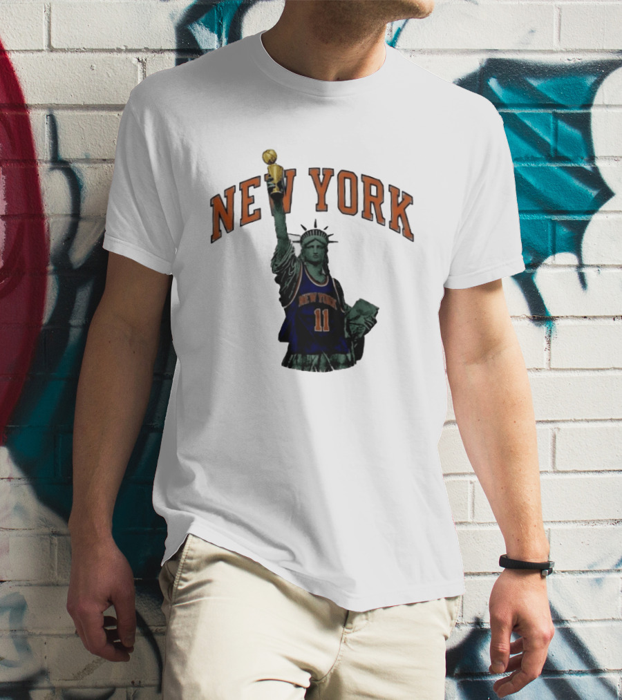 New York Knicks Jalen Brunson Statue Liberty Trophy Meme T-Shirt