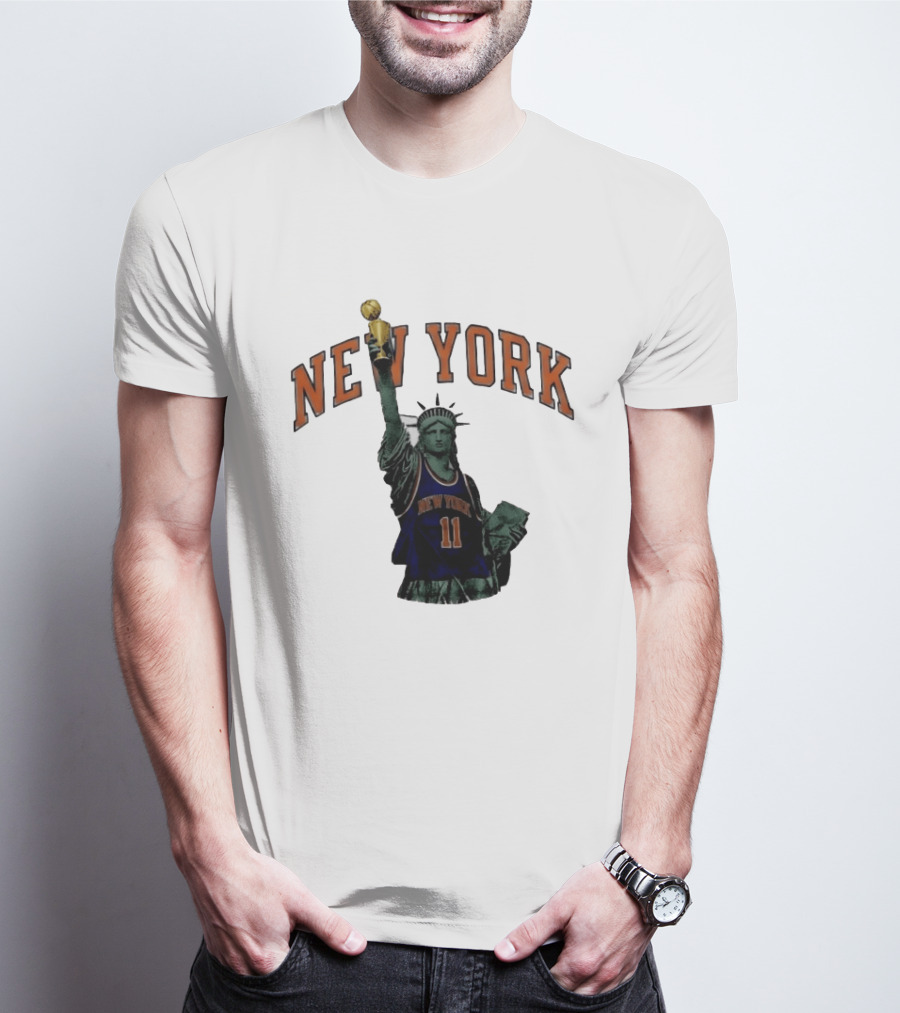 New York Knicks Jalen Brunson Statue Liberty Trophy Meme T-Shirt