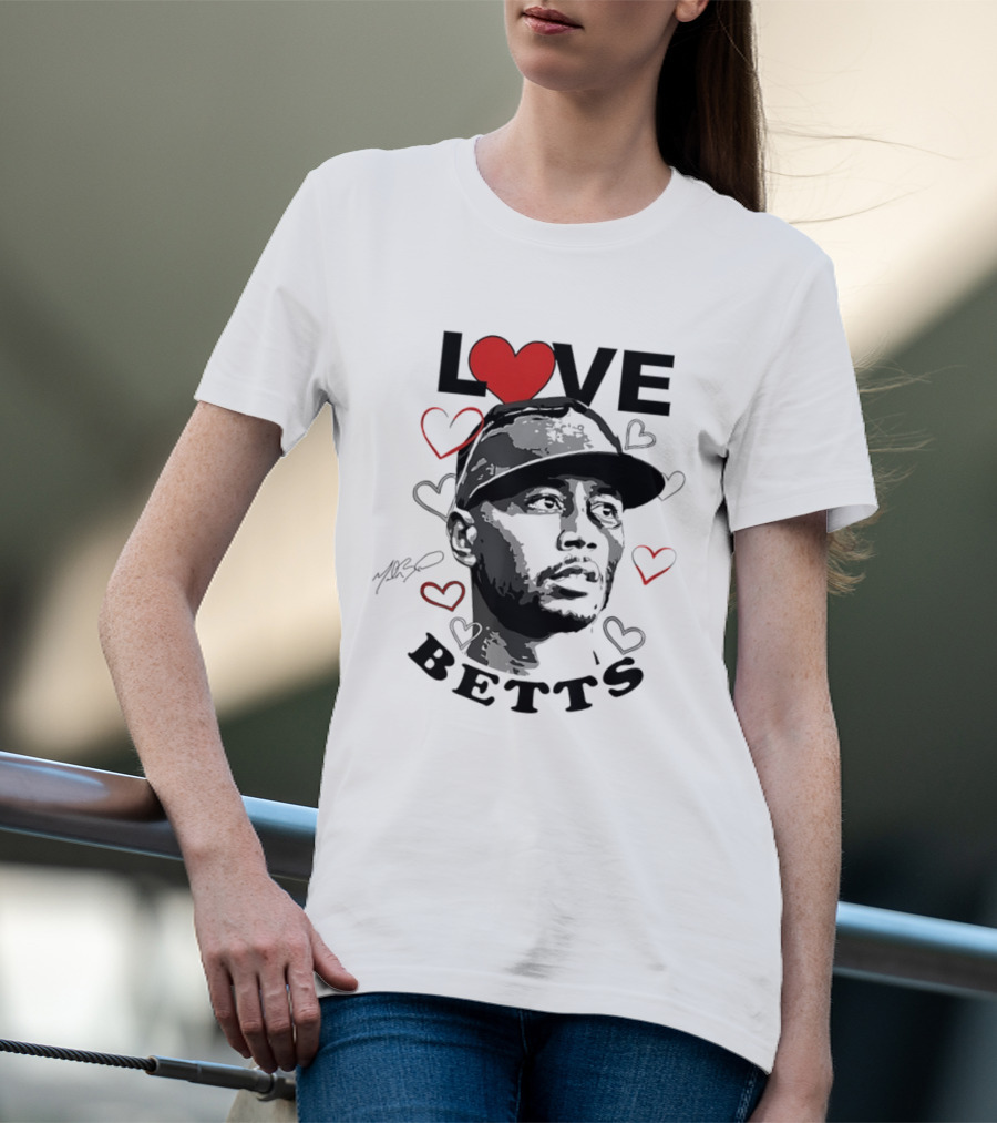 Love Betts Heart Baseball Los Angeles Dodgers Mookie T-Shirt