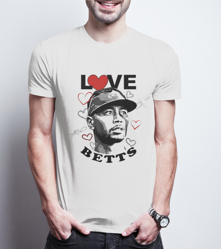 Love Betts Heart Baseball Los Angeles Dodgers Mookie T-Shirt