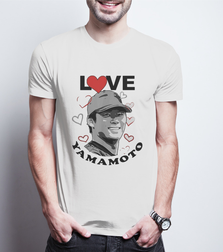 Love Yoshinobu Yamamoto Heart Baseball Fan T-Shirt