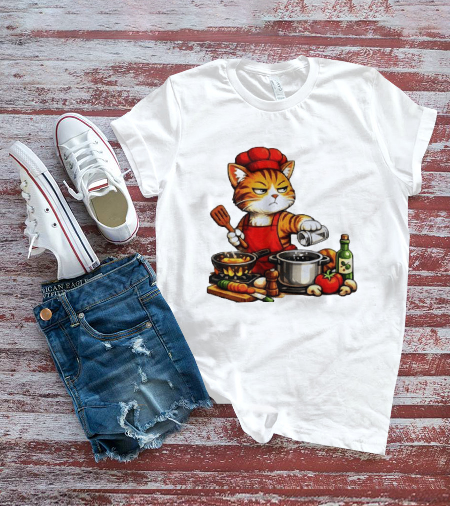 I Cook Better When You're Not Ing Cat Chef Cooking Scene T-Shirt