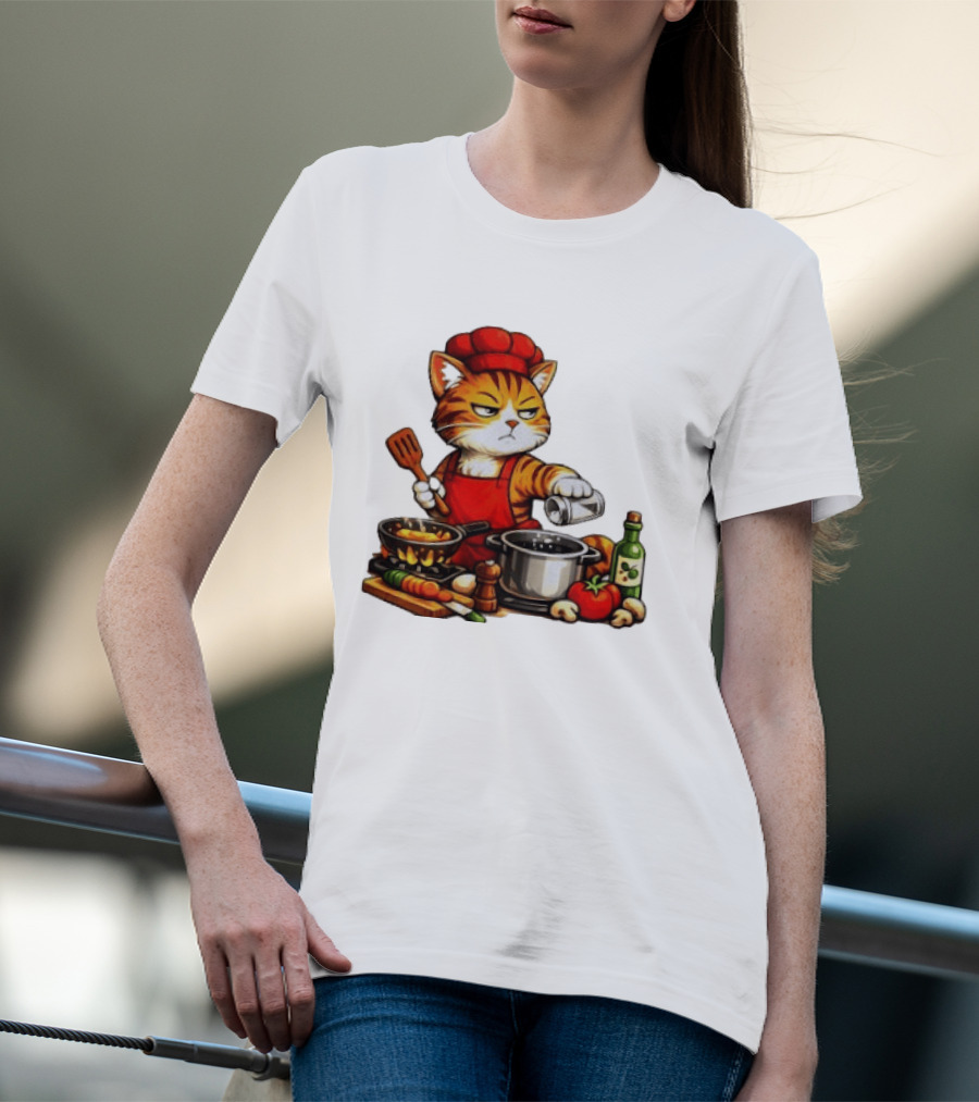 I Cook Better When You're Not Ing Cat Chef Cooking Scene T-Shirt