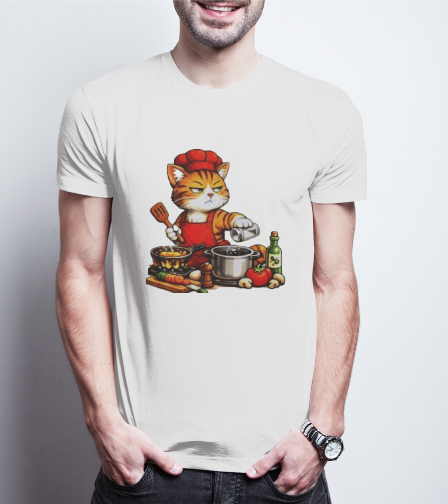 I Cook Better When You're Not Ing Cat Chef Cooking Scene T-Shirt