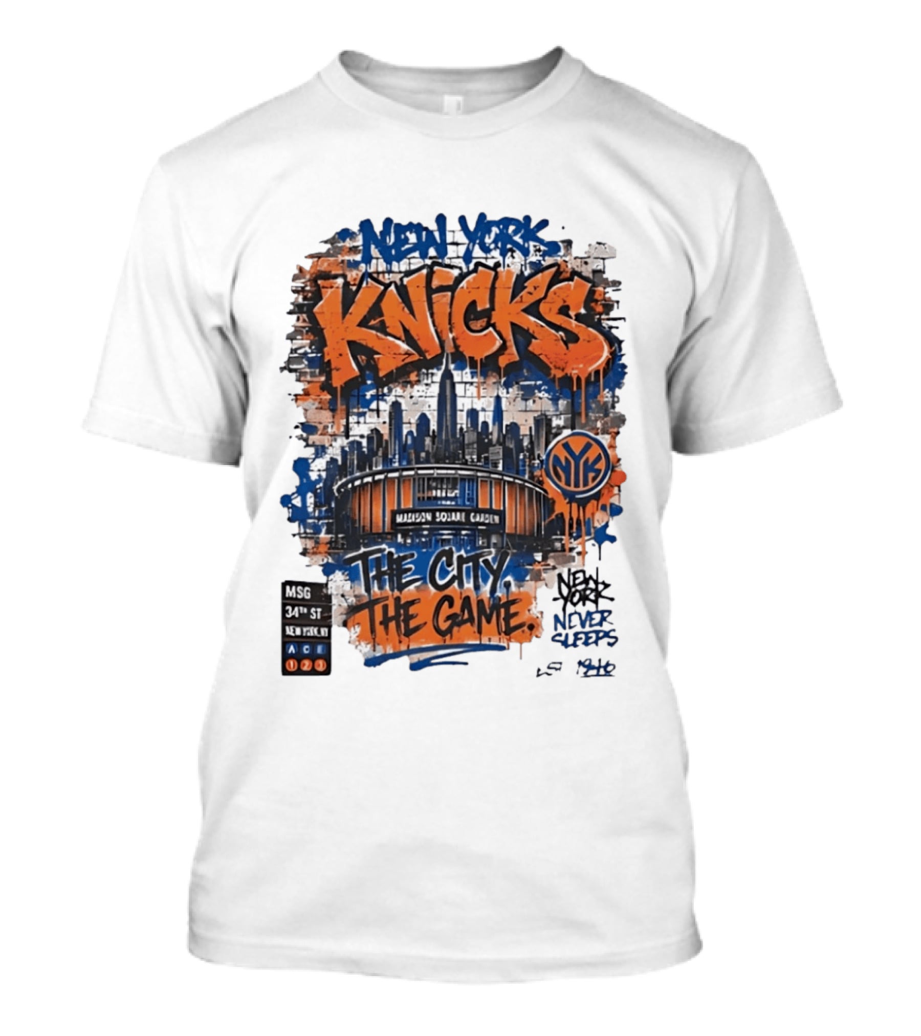 New York Knicks MSG Madison Square Garden 34th Street Graffiti T-Shirt