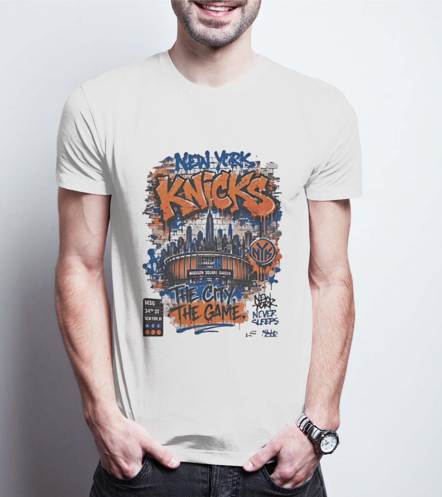 New York Knicks MSG Madison Square Garden 34th Street Graffiti T-Shirt