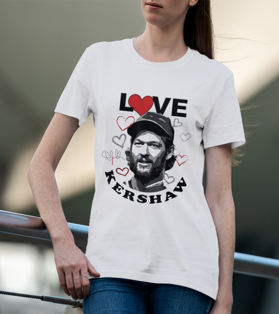 LOVE Kershaw Los Angeles Dodgers Baseball Heart T-Shirt