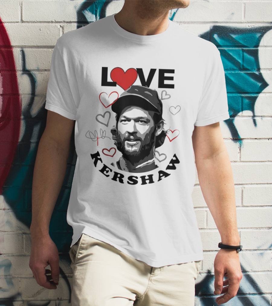 LOVE Kershaw Los Angeles Dodgers Baseball Heart T-Shirt
