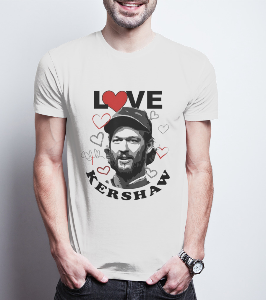 LOVE Kershaw Los Angeles Dodgers Baseball Heart T-Shirt