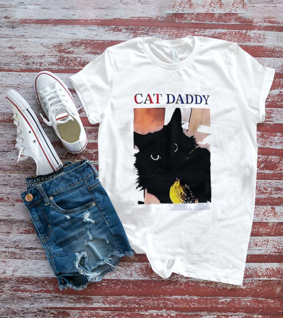 Cat Daddy Black Cat Image With Yellow Banana Accessory T-Shirt