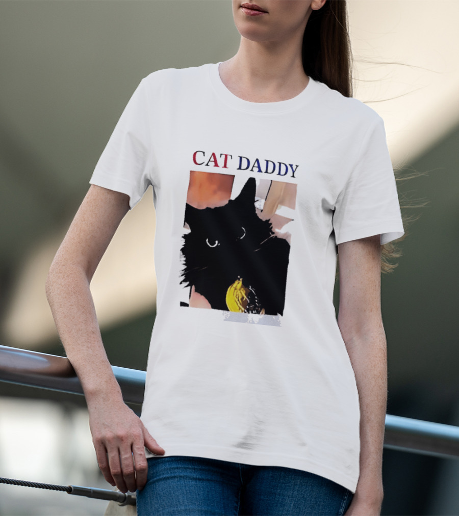 Cat Daddy Black Cat Image With Yellow Banana Accessory T-Shirt