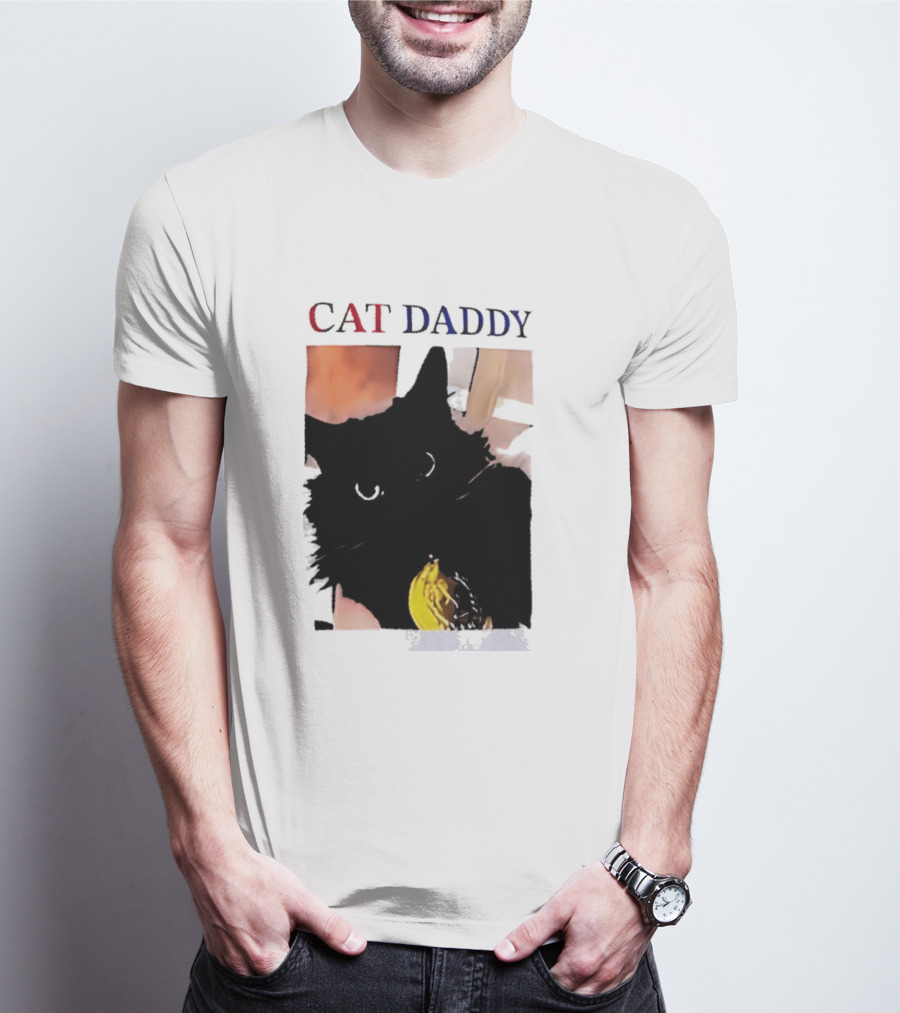 Cat Daddy Black Cat Image With Yellow Banana Accessory T-Shirt