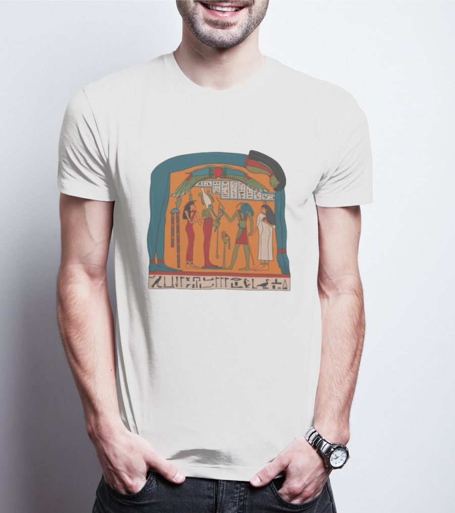 Panel Of Tabakenkhonsu Egyptian Hieroglyphs And Deities T-Shirt