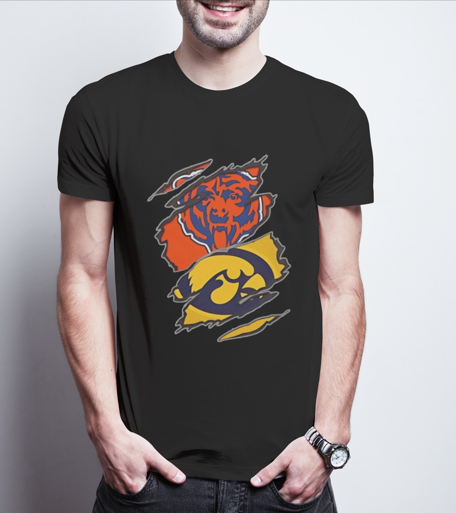 Chicago Bears Iowa Hawkeyes Two Teams One Heart T-Shirt