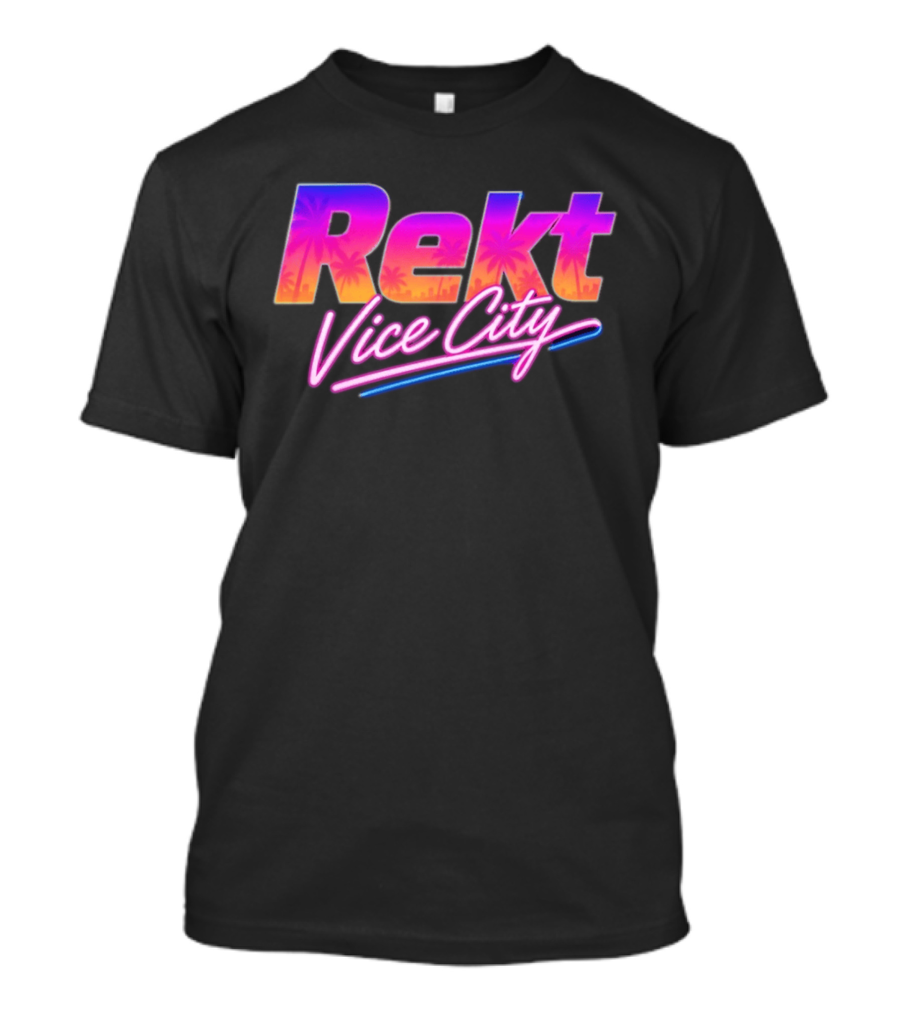 Rekt Vice City Neon Vaporwave Aesthetic With Palm Trees T-Shirt