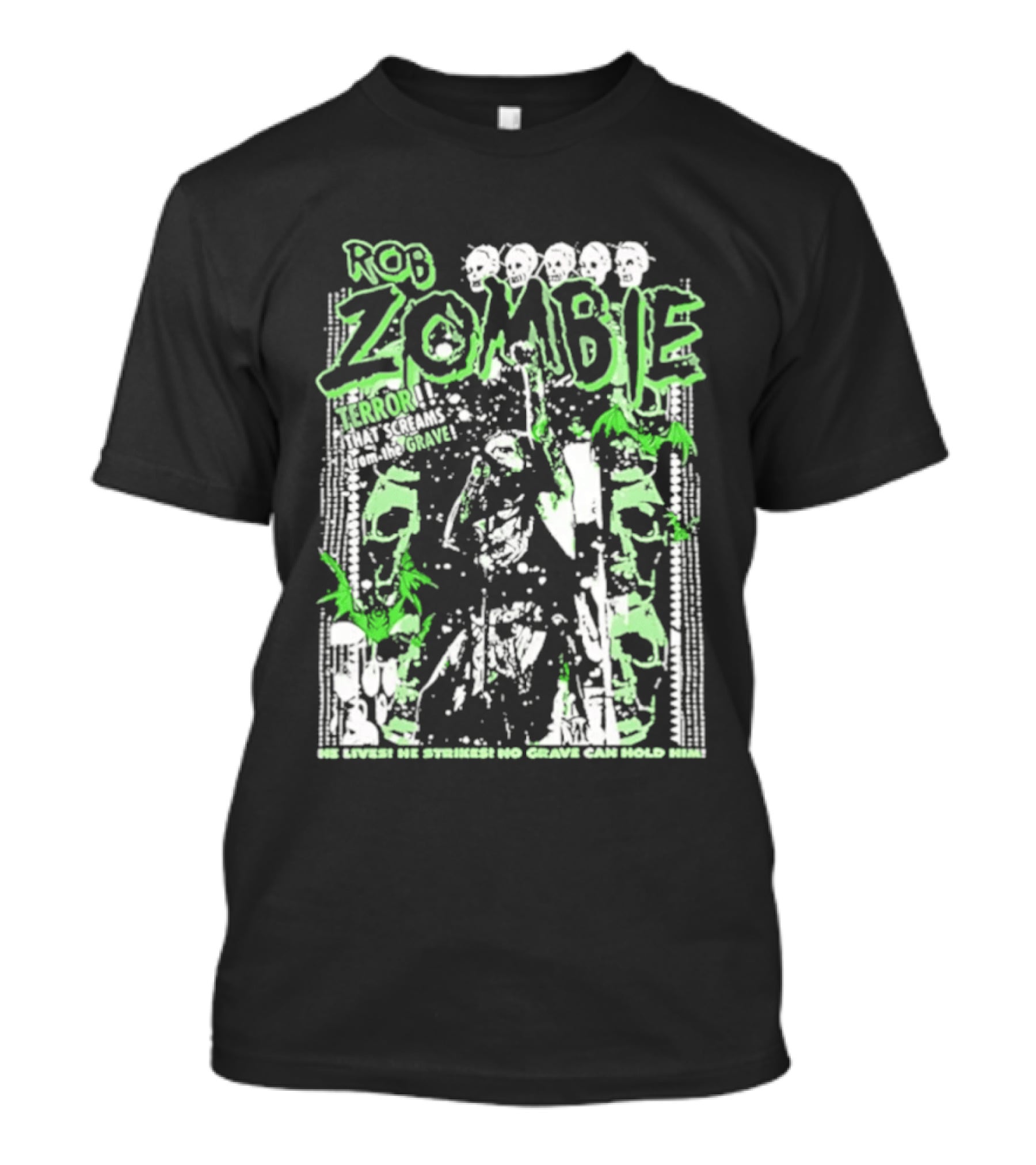 Rob Zombie Neon Green Skeletons Terror From The Grave T-Shirt