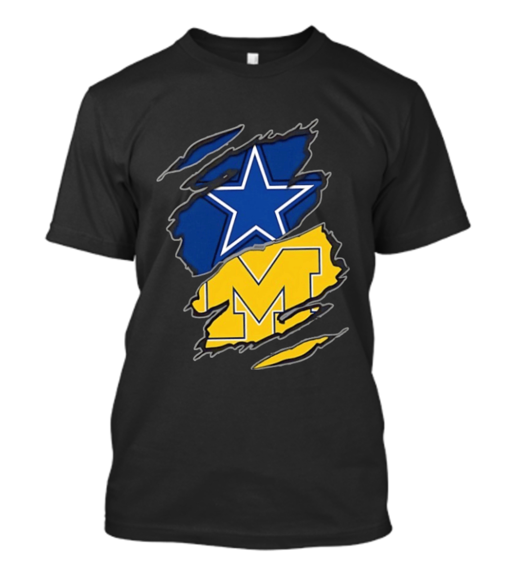 Dallas Cowboys Michigan Wolverines Two Teams One Heart T-Shirt