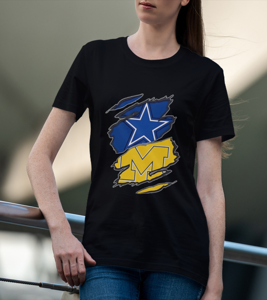 Dallas Cowboys Michigan Wolverines Two Teams One Heart T-Shirt