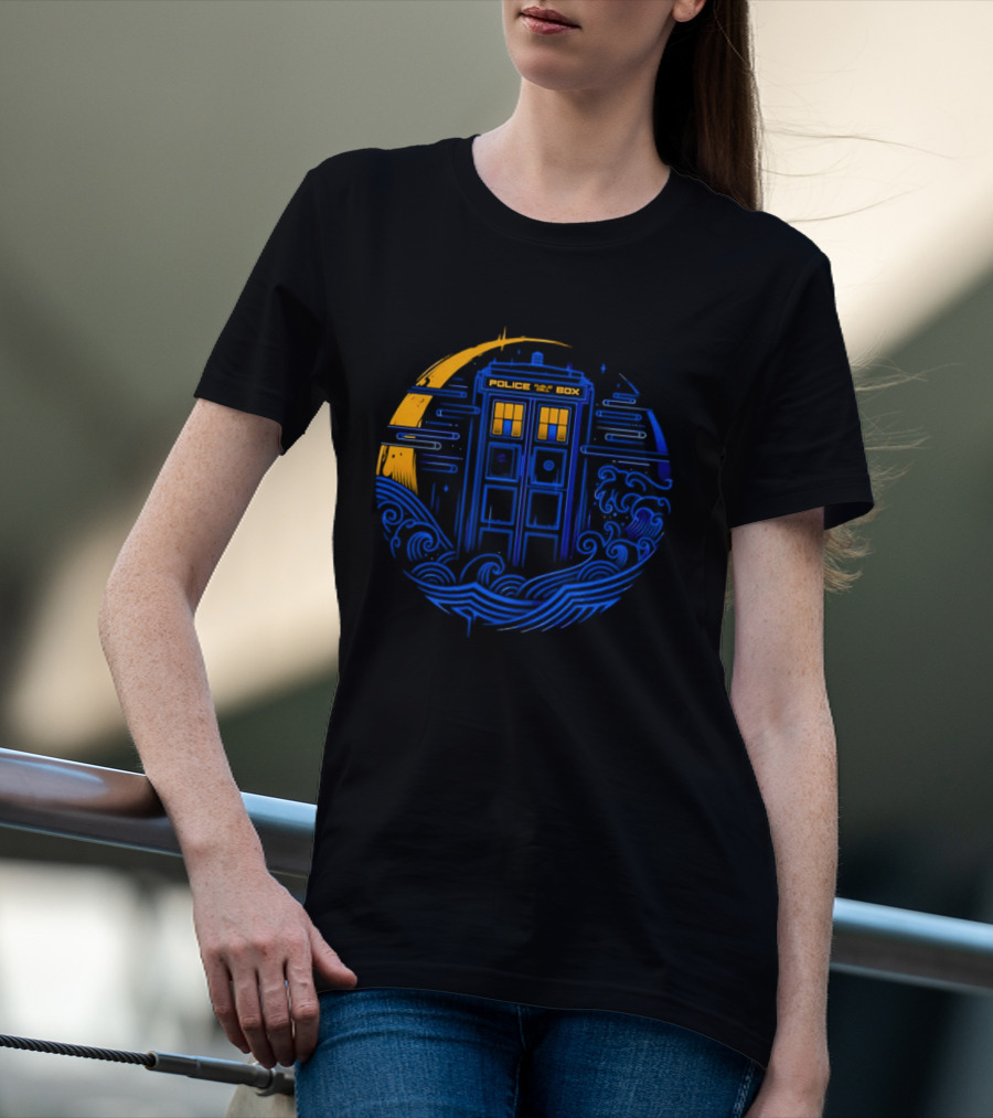 Doctor Who TARDIS Police Box Japanese Wave Sci Fi T-Shirt