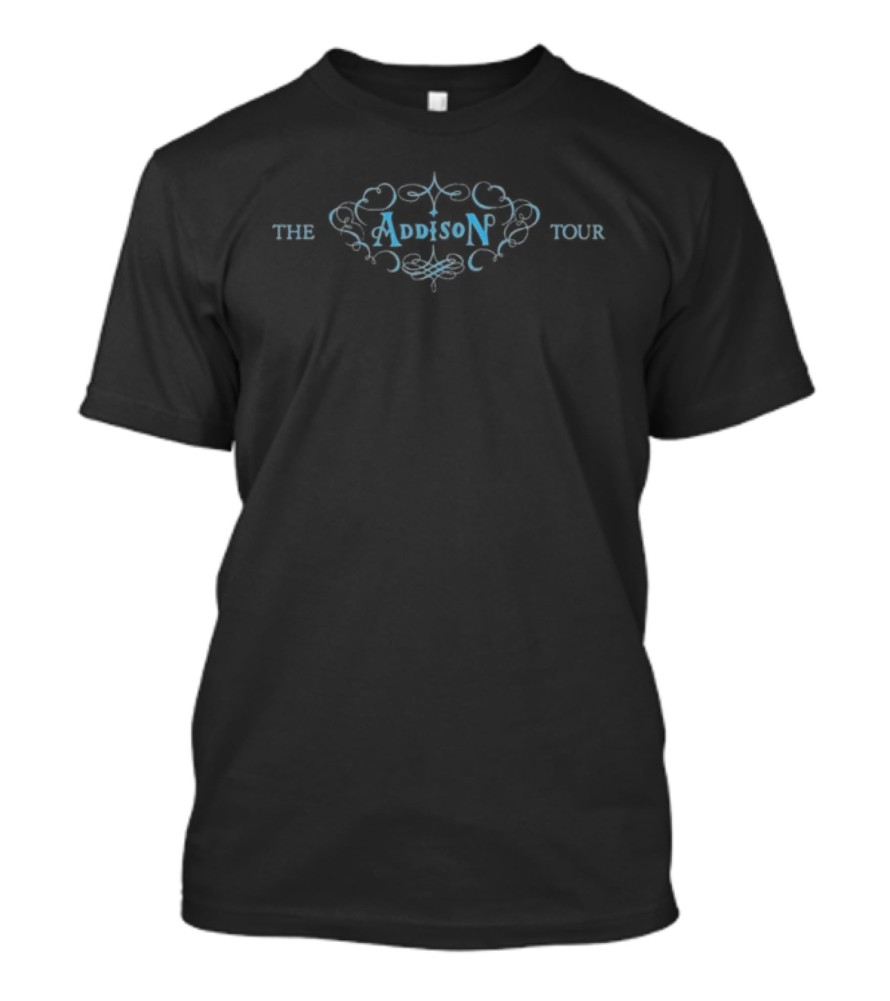 The Addison Tour 2026 Ornate Text With Blue Script T-Shirt